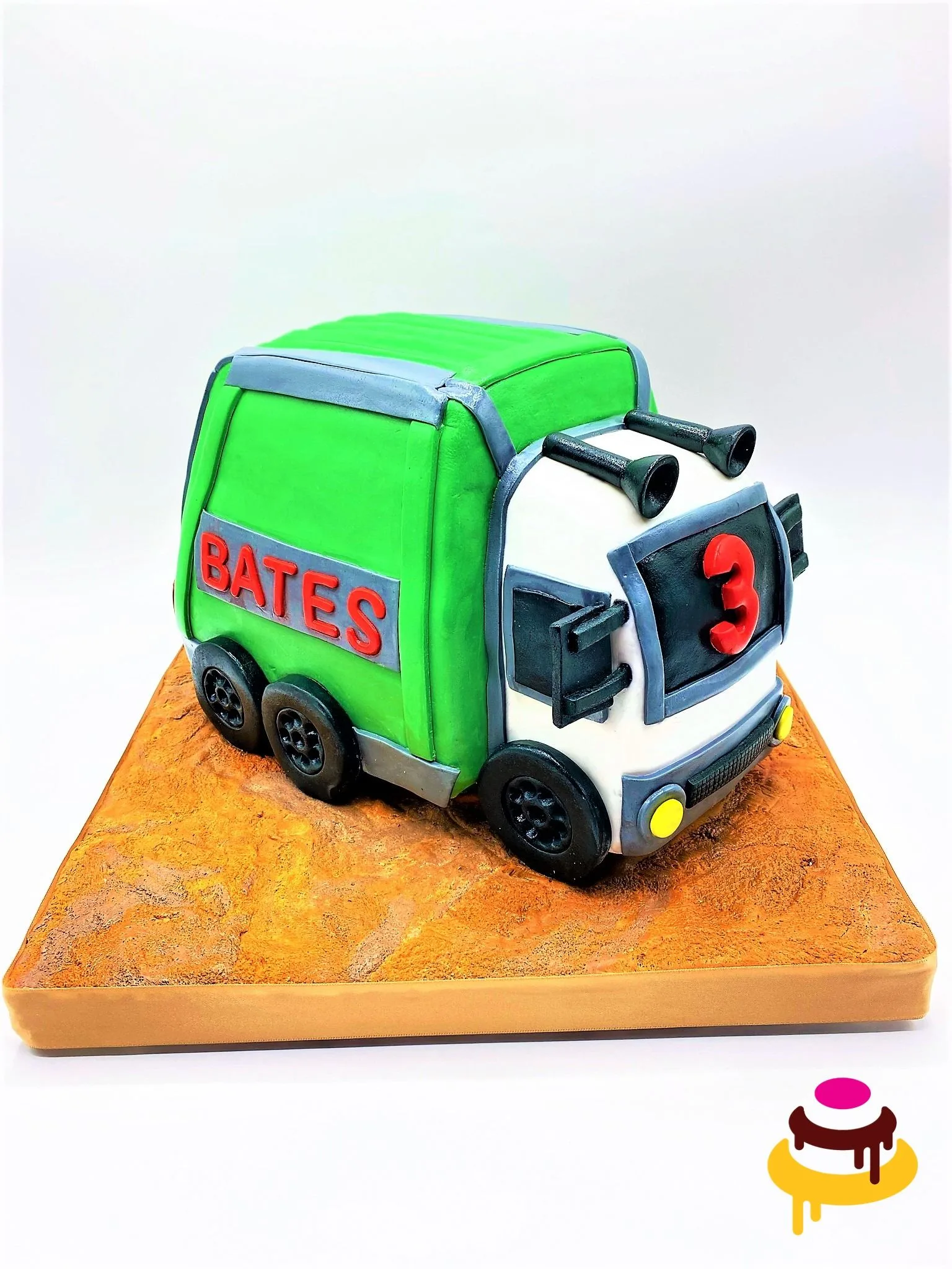 Custom garbage truck sculpted birthday cake San Francisco